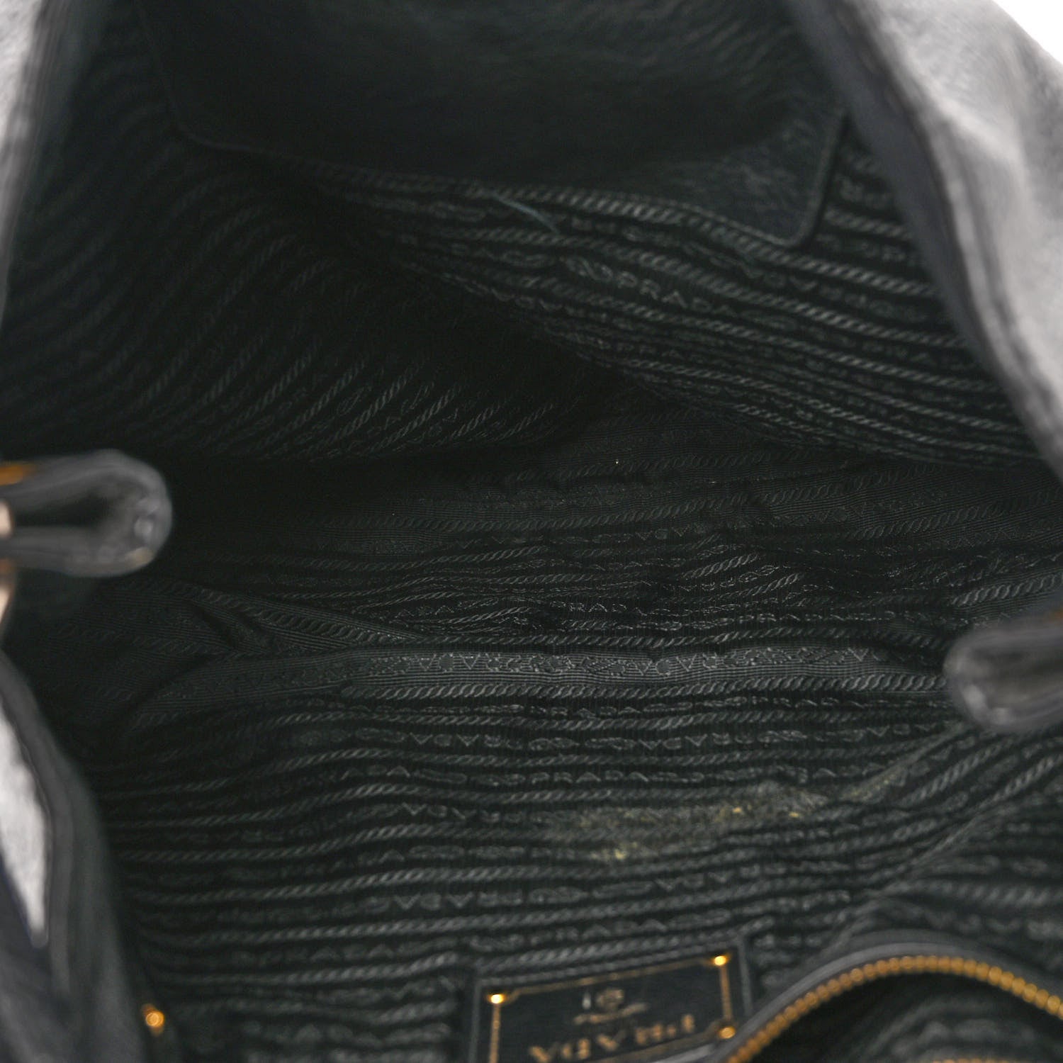 Prada Vitello Daino Embossed Logo Hobo Black 5 of 13