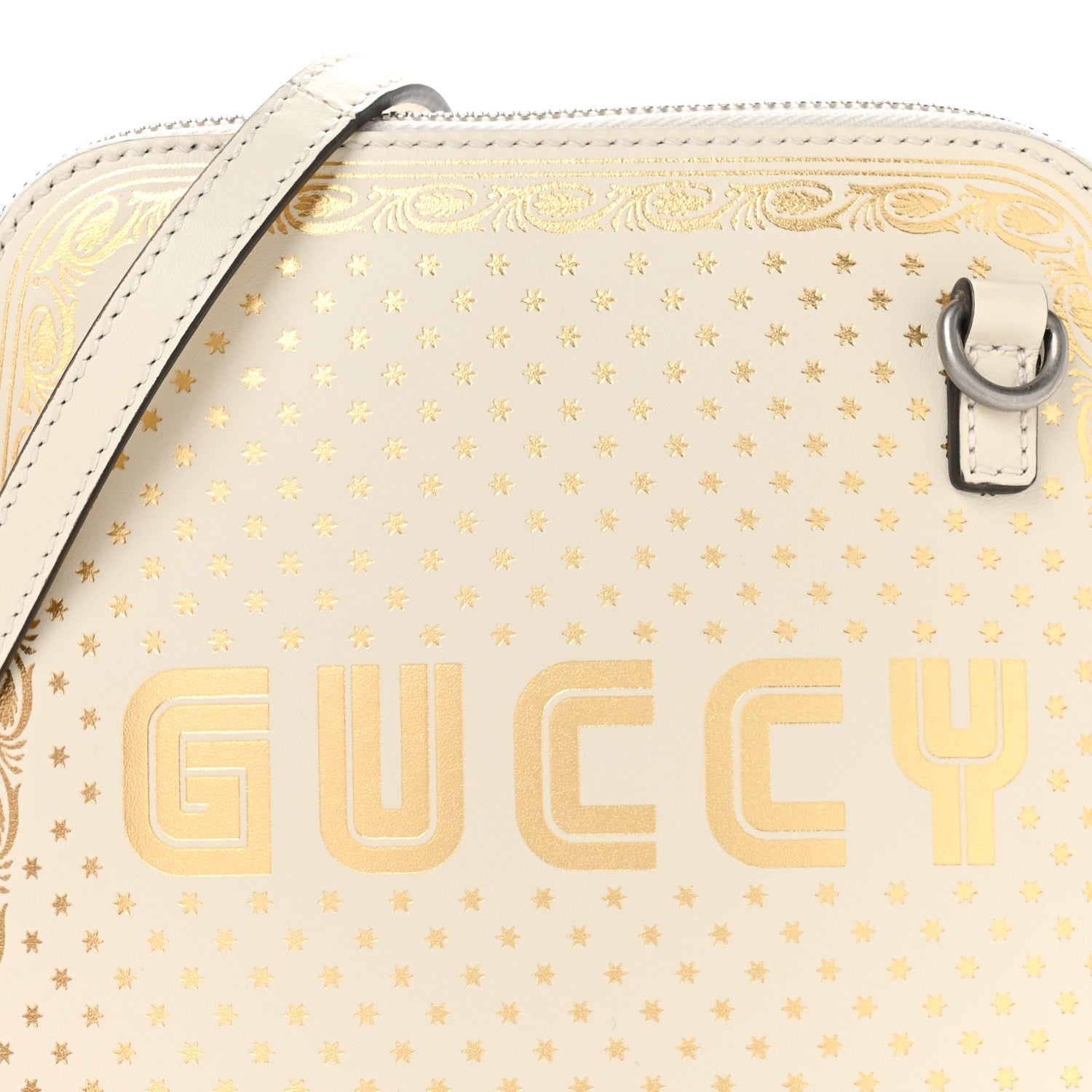 Gucci X SEGA Calfskin GUCCY Stars Mini Dome Shoulder Bag Mystic White Gold 8 of 10
