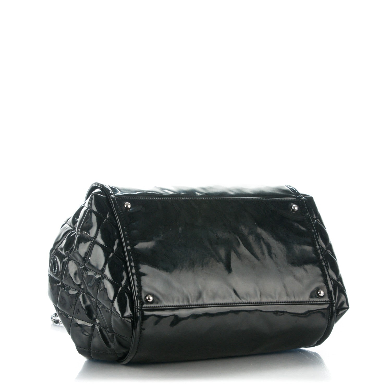 Chanel Vinyl Large Lipstick Ligne Accordion Tote Black 4 of 9