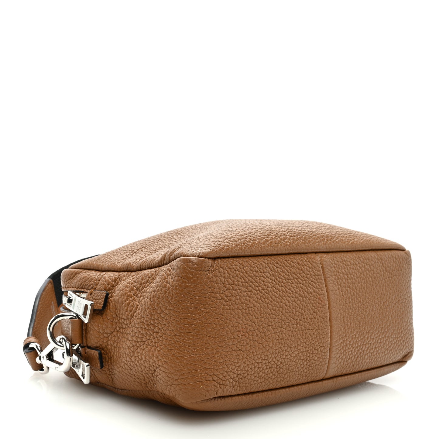 Vitello Daino Soft Medium Double Zip Shoulder Bag Caramel