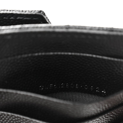 Saint Laurent Grain De Poudre Matelasse Chevron Monogram Compact Wallet Black 7 of 7