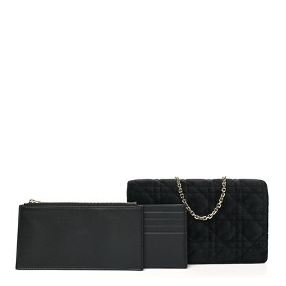 Christian Dior Velvet Cannage Lady Dior Convertible Clutch Black 1 of 11