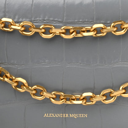 Alexander McQueen Calfskin Crocodile Embossed Box Shoulder Bag 16 Grey 7 of 17