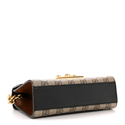 Gucci GG Supreme Monogram Calfskin Small Padlock Shoulder Bag Beige Black Cuir 4 of 13