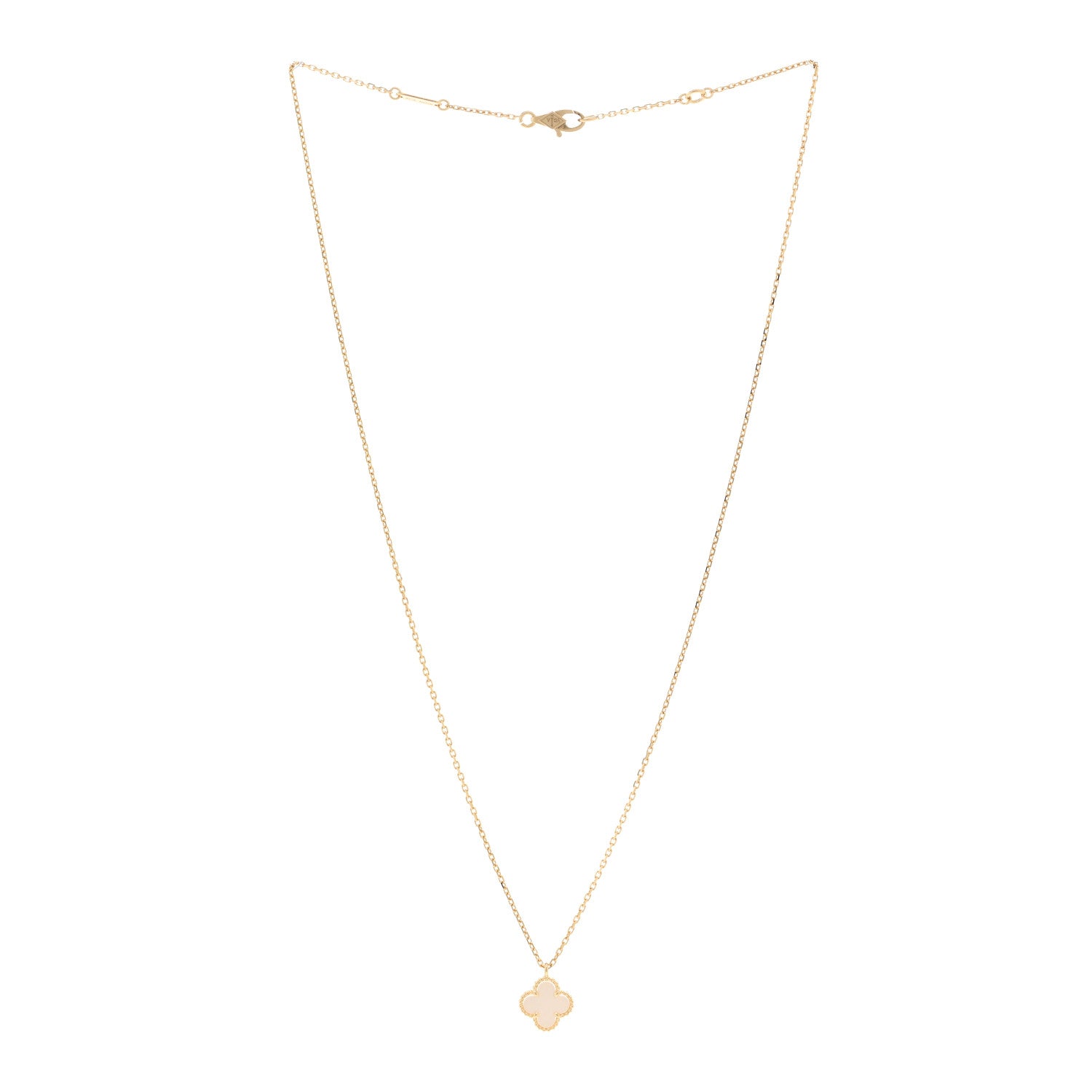 Van Cleef & Arpels 18K Yellow Gold Mother of Pearl Sweet Alhambra Pendant Necklace 3 of 4