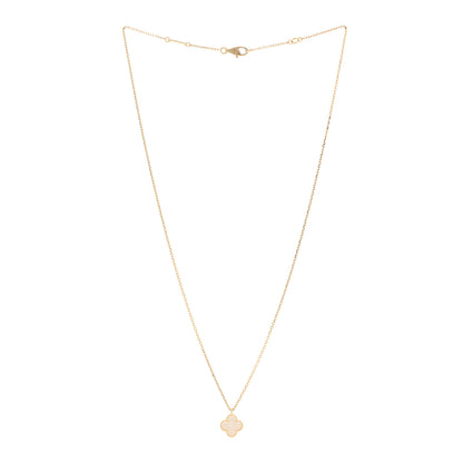 Van Cleef & Arpels 18K Yellow Gold Mother of Pearl Sweet Alhambra Pendant Necklace 3 of 4