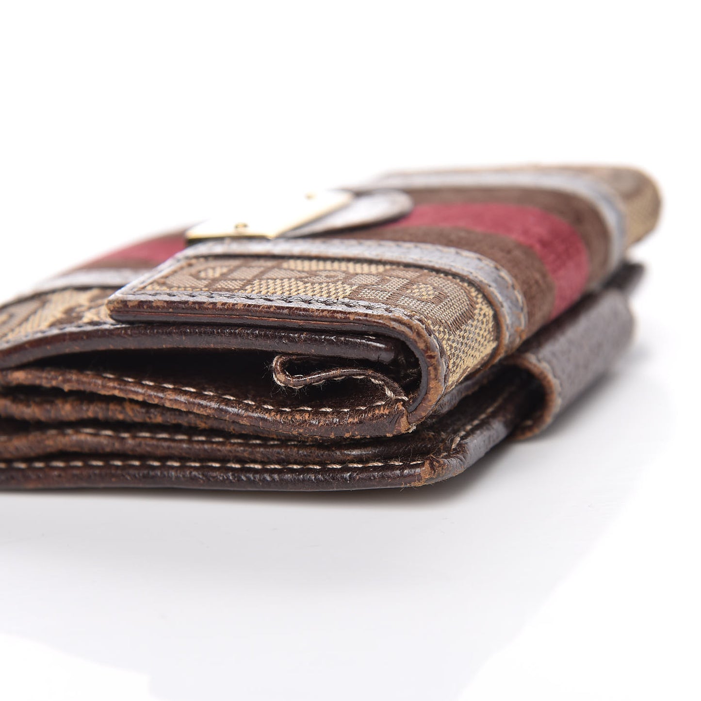 Horsebit Canvas Treasure Compact Wallet Dark Brown