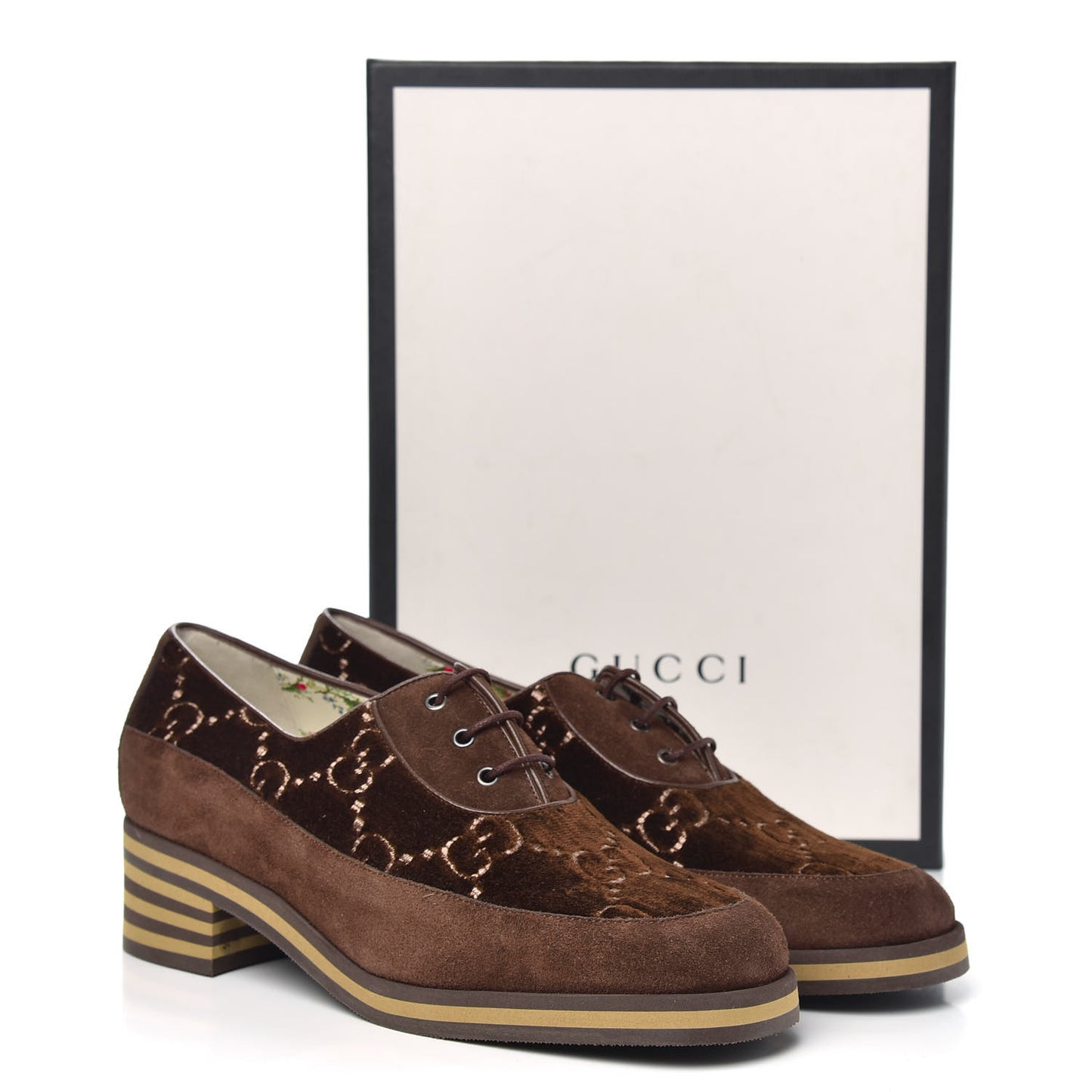 Velvet GG Monogram Thompson Derby Loafers 39.5 Vintage Cocoa Brown