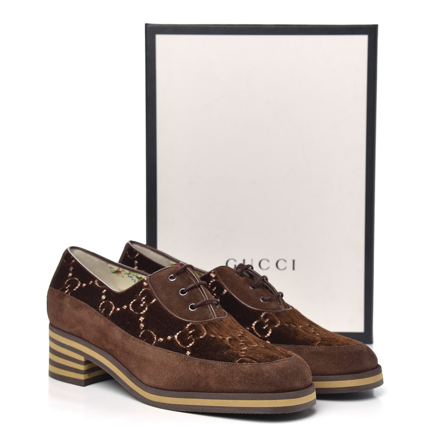 Gucci Velvet GG Monogram Thompson Derby Loafers 39.5 Vintage Cocoa Brown 9 of 9