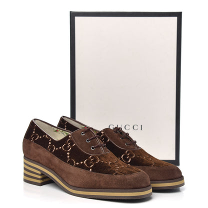 Gucci Velvet GG Monogram Thompson Derby Loafers 39.5 Vintage Cocoa Brown 9 of 9