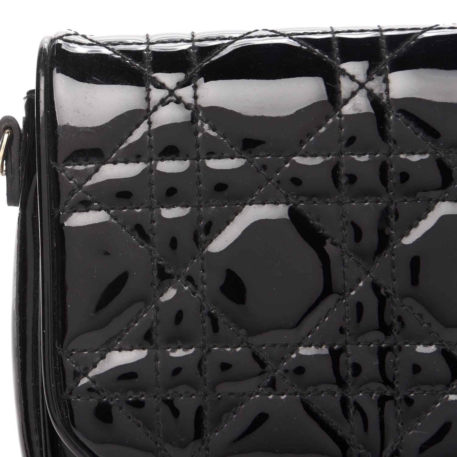 Christian Dior Patent Cannage Wallet on Chain Pouch Black 10 of 10