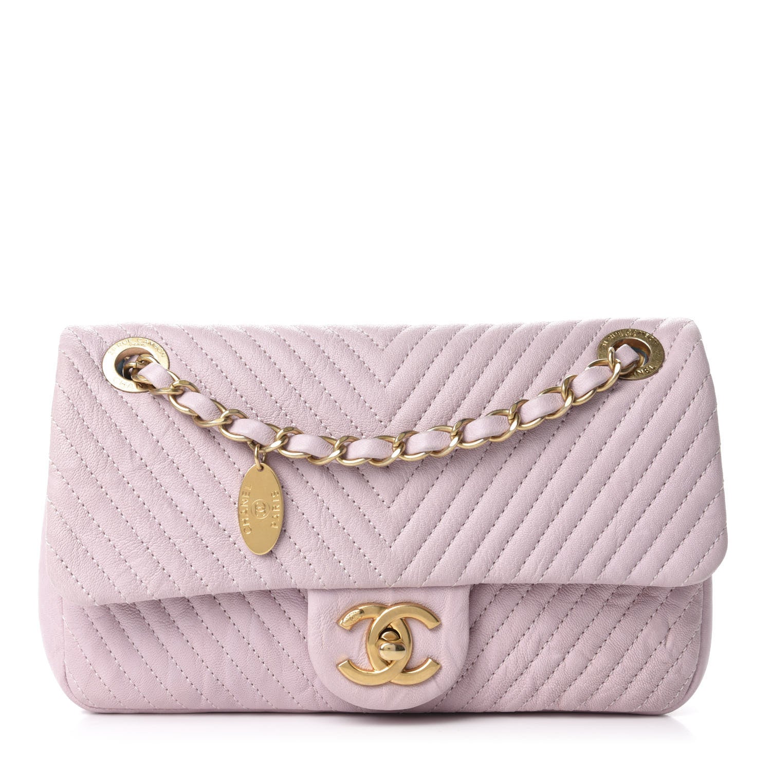 Chanel Calfskin Surpique Chevron Small Flap Pink 1 of 10
