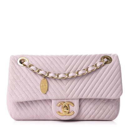 Chanel Calfskin Surpique Chevron Small Flap Pink 1 of 10