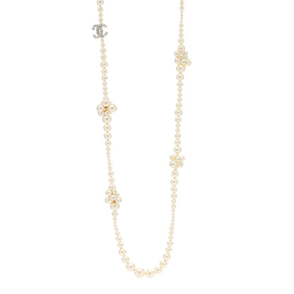 Chanel Pearl Cluster CC Long Necklace Silver 1 of 4