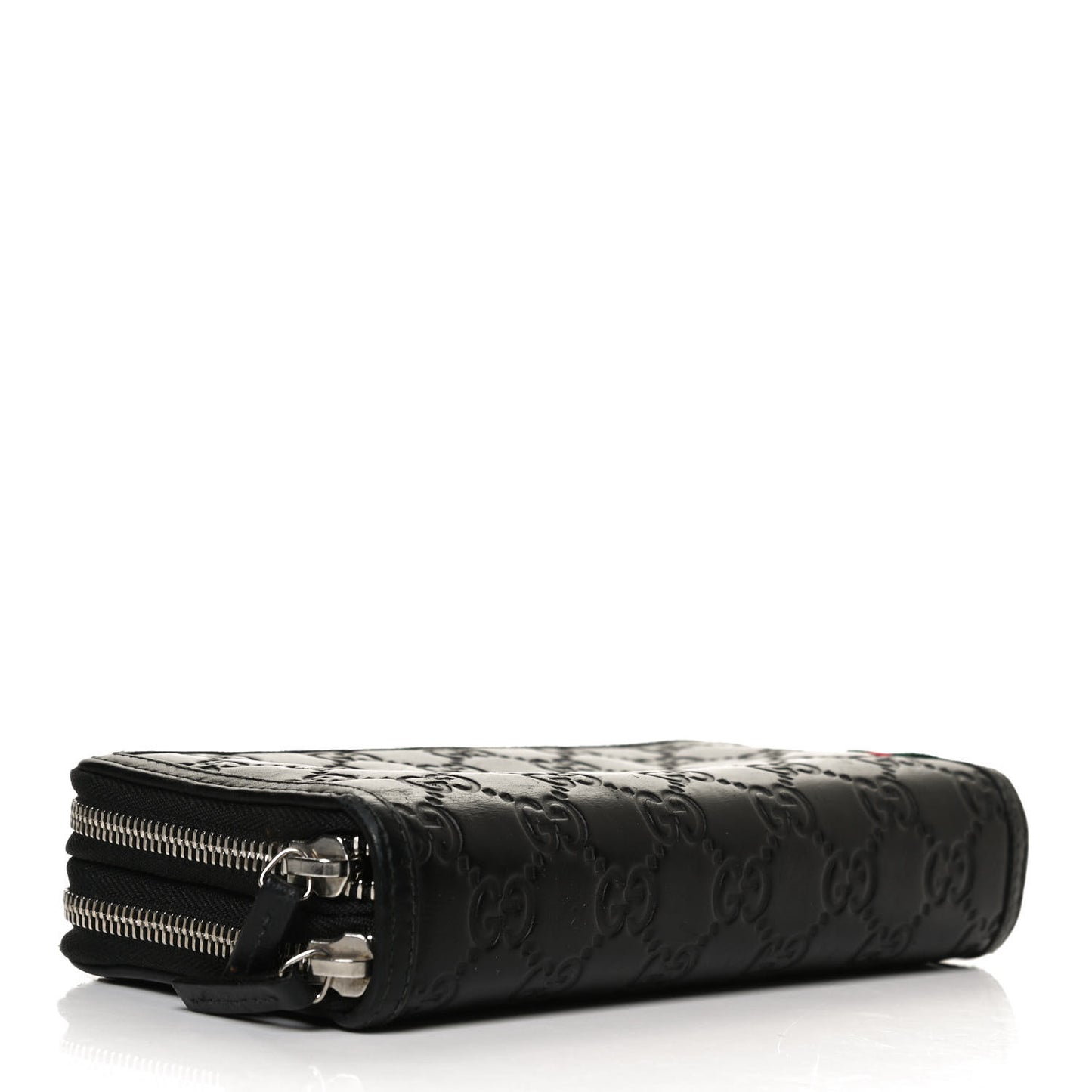Guccissima Large Double Zip Around Wallet Black