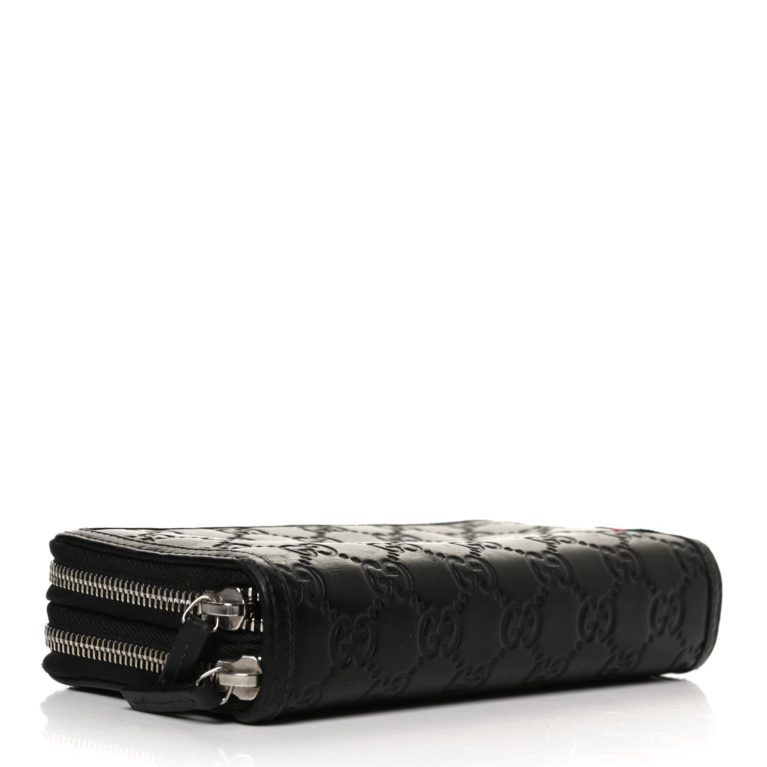 Gucci Guccissima Large Double Zip Around Wallet Black 4 of 11