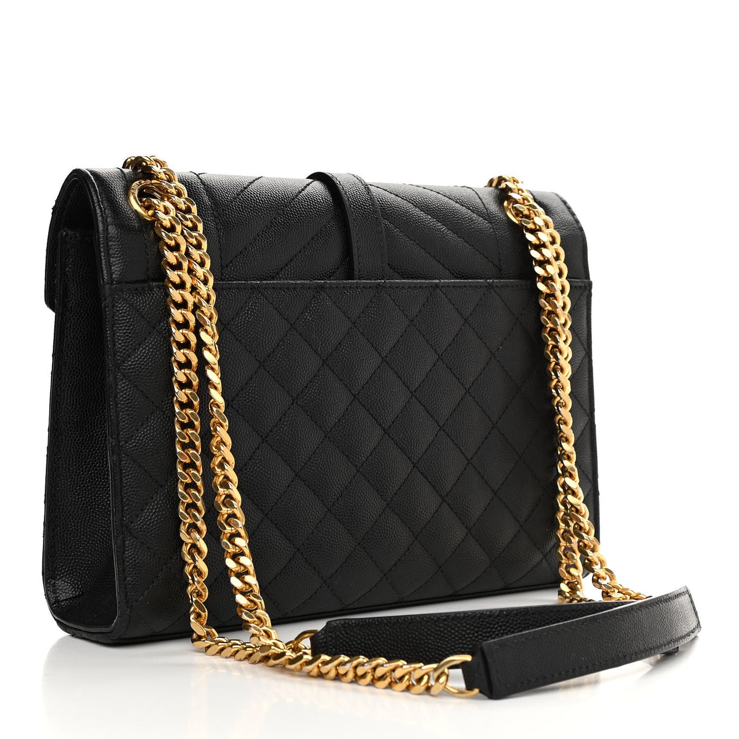 Grain De Poudre Textured Mixed Matelasse Triquilt Medium Monogram Satchel Black