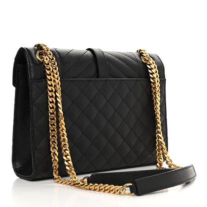 Saint Laurent Grain De Poudre Textured Mixed Matelasse Triquilt Medium Monogram Satchel Black 3 of 13