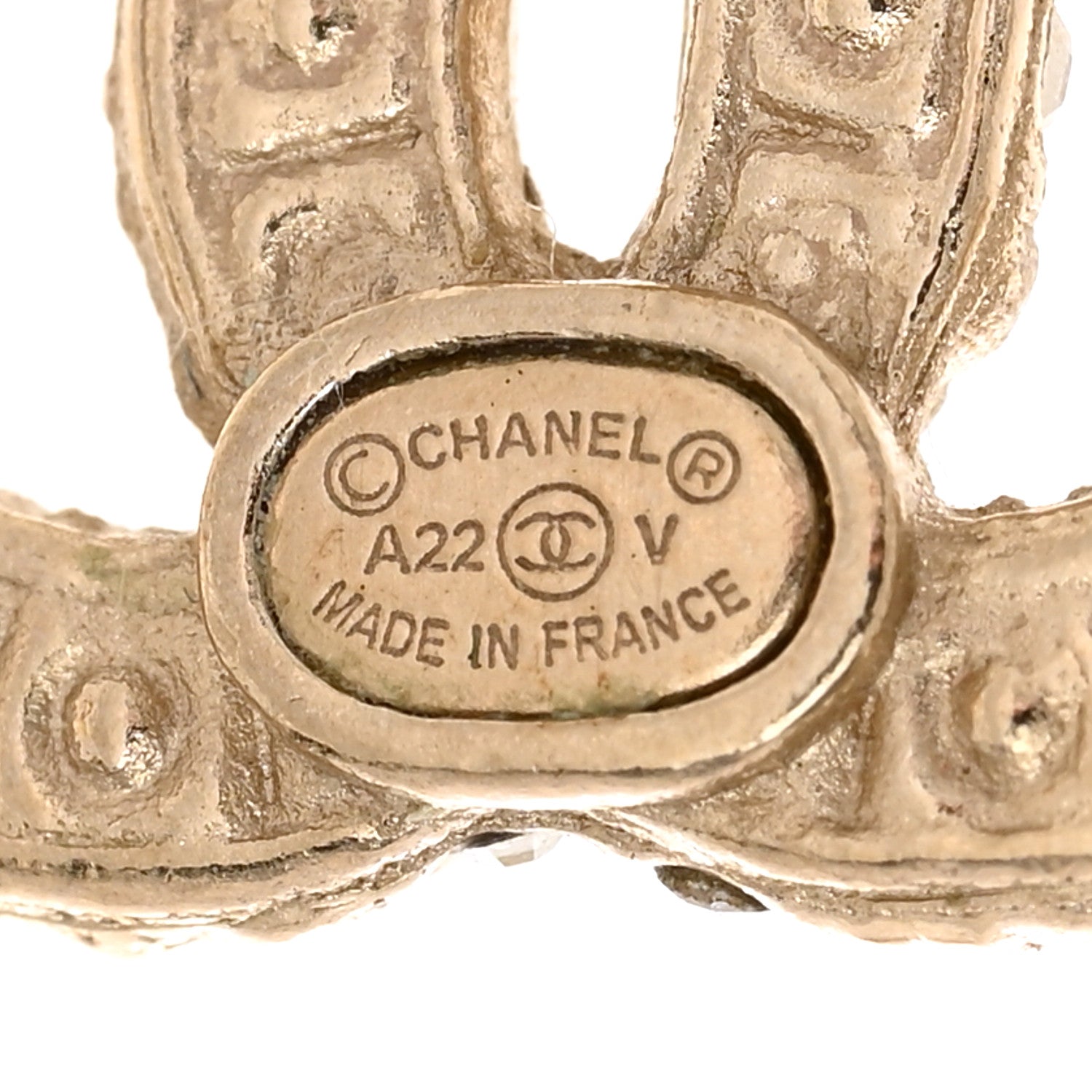 Chanel Pearl Crystal CC Earrings Light Gold 4 of 6