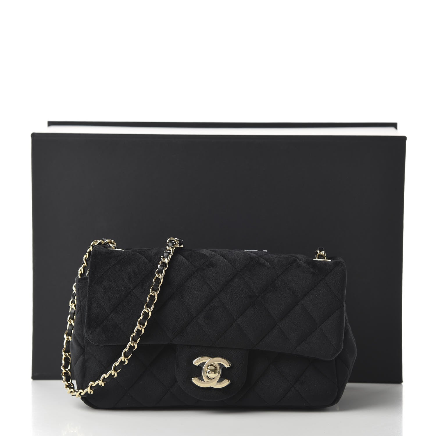 Chanel Velvet Quilted Mini Rectangular Pearl Crush Flap Black 11 of 11