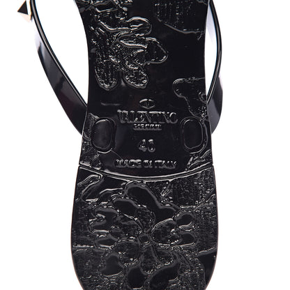 Valentino Garavani PVC Jelly Rockstud Bow Thong Sandals 40 Black 7 of 9