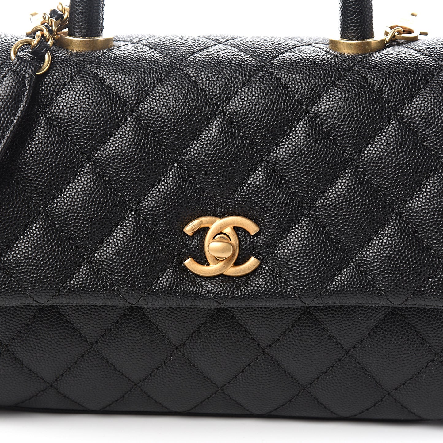 Caviar Quilted Mini Coco Handle Flap Black