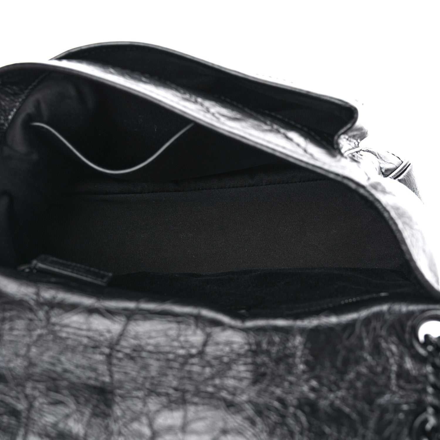 Saint Laurent Crinkled Calfskin Matelasse Monogram Medium Niki Chain Satchel Black 5 of 10