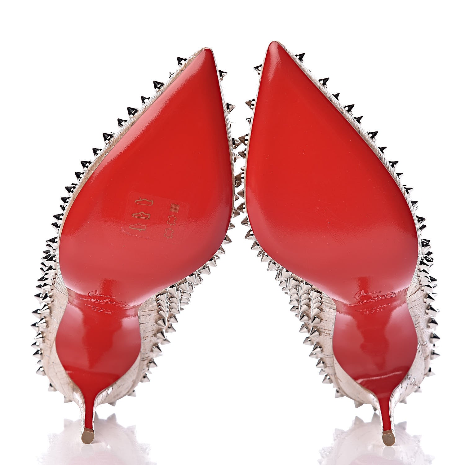 Christian Louboutin Cork Pepite Follies Spikes 100 Pumps 37.5 Silver 5 of 8