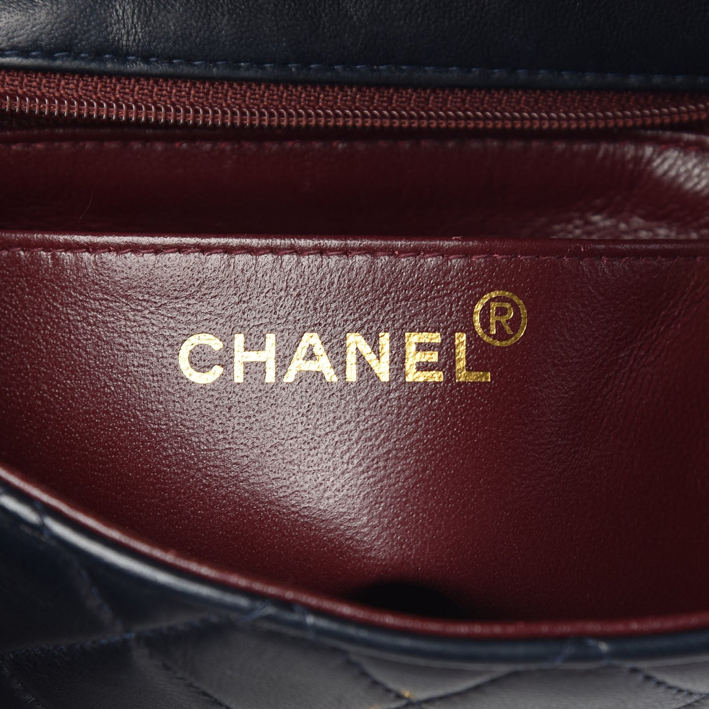 Lambskin Quilted Mini Square Flap Navy