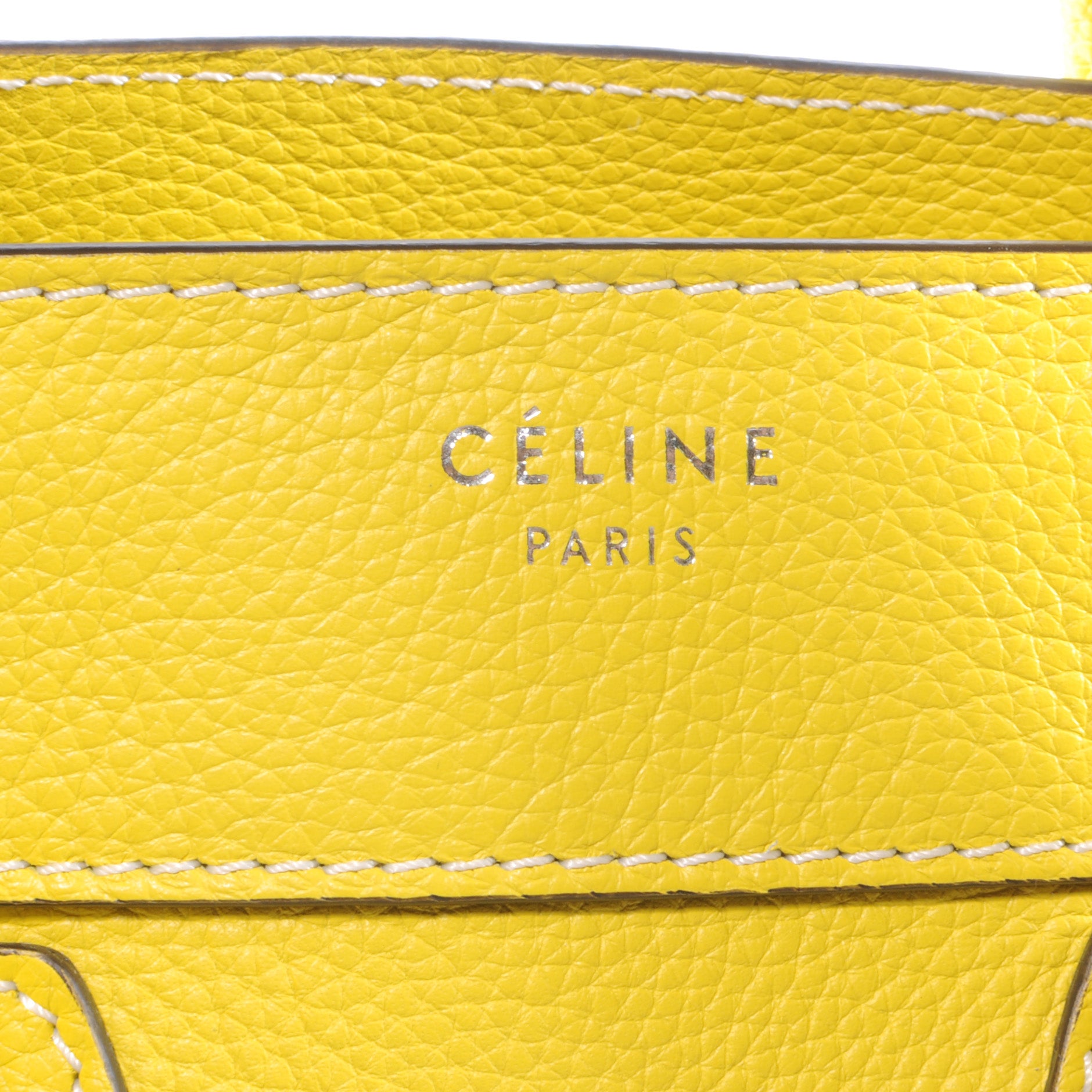 Celine Drummed Leather Micro Luggage Bag Citron 6 of 8