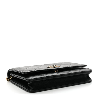 Chanel Caviar Quilted Crystal CC Wallet On Chain WOC Black 4 of 11