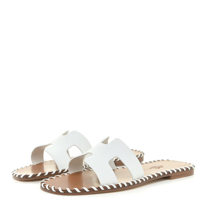 Hermes Calfskin Braided Oran Sandals 35.5 White 3 of 9