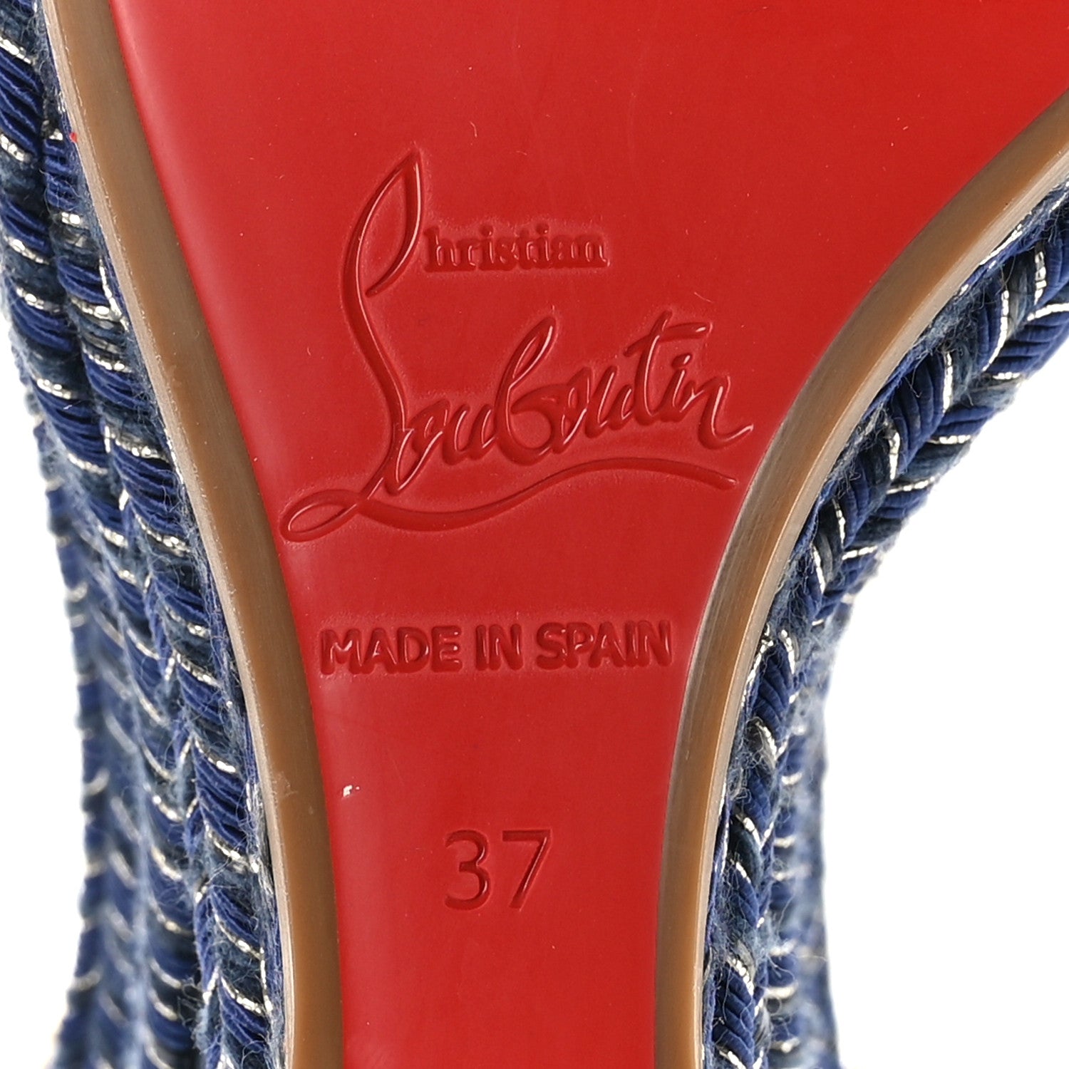 Christian Louboutin Denim Madmonica 120 Wedge Sandals 37 Blue 7 of 7