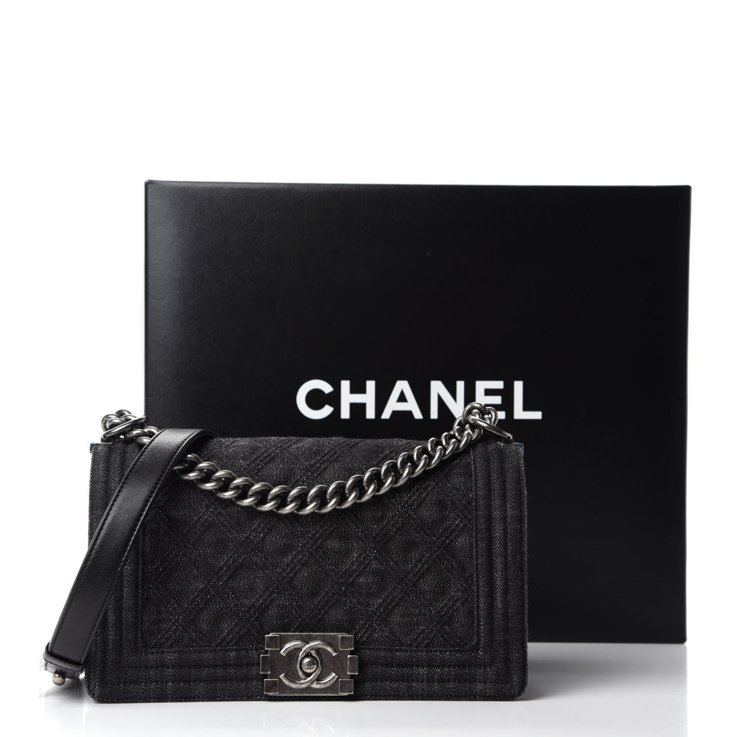 Chanel Denim Quilted Medium Boy Flap Black 11 of 11