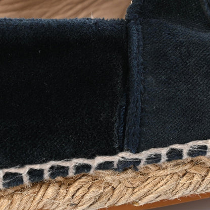Chanel Velvet CC Espadrilles 39 Dark Navy Black 12 of 17