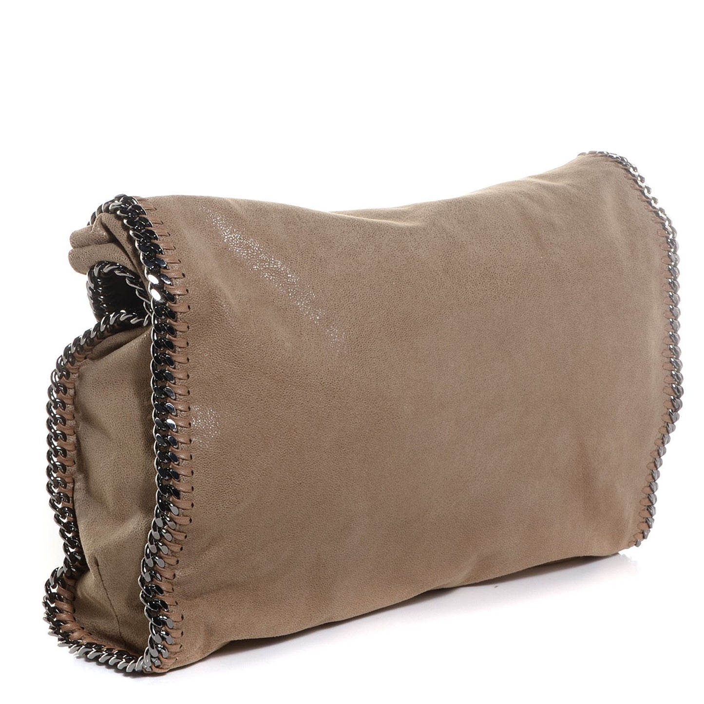 Faux Leather Shaggy Deer Falabella Foldover Tote Taupe