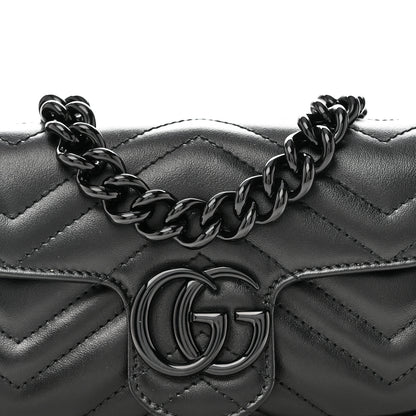 Gucci Calfskin Matelasse Monochrome GG Marmont Chain Belt Bag Black 8 of 10