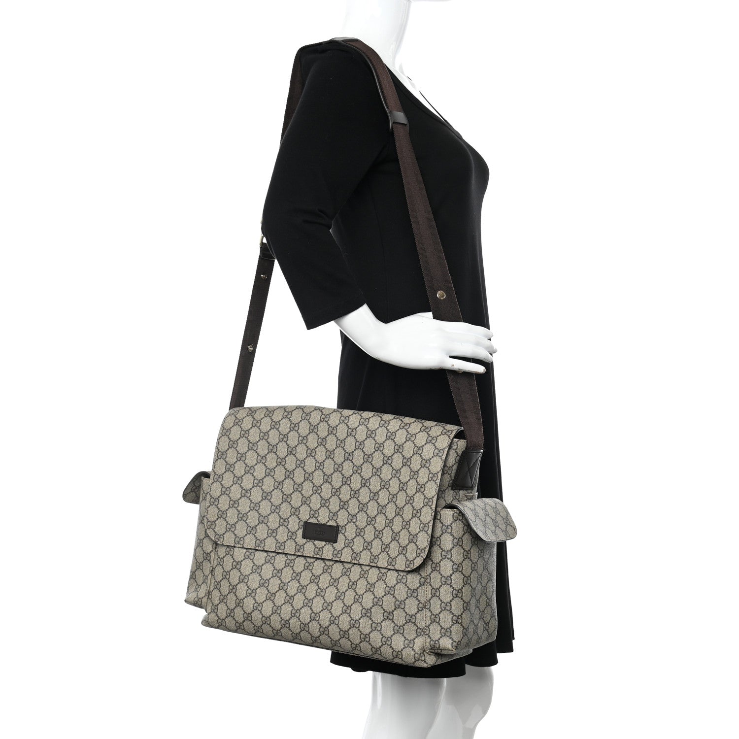 Gucci GG Plus Monogram Messenger Diaper Bag Dark Brown 2 of 12