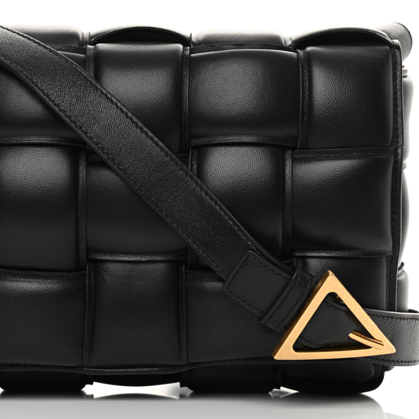 Nappa Maxi Intreccio Padded Cassette Crossbody Bag Black