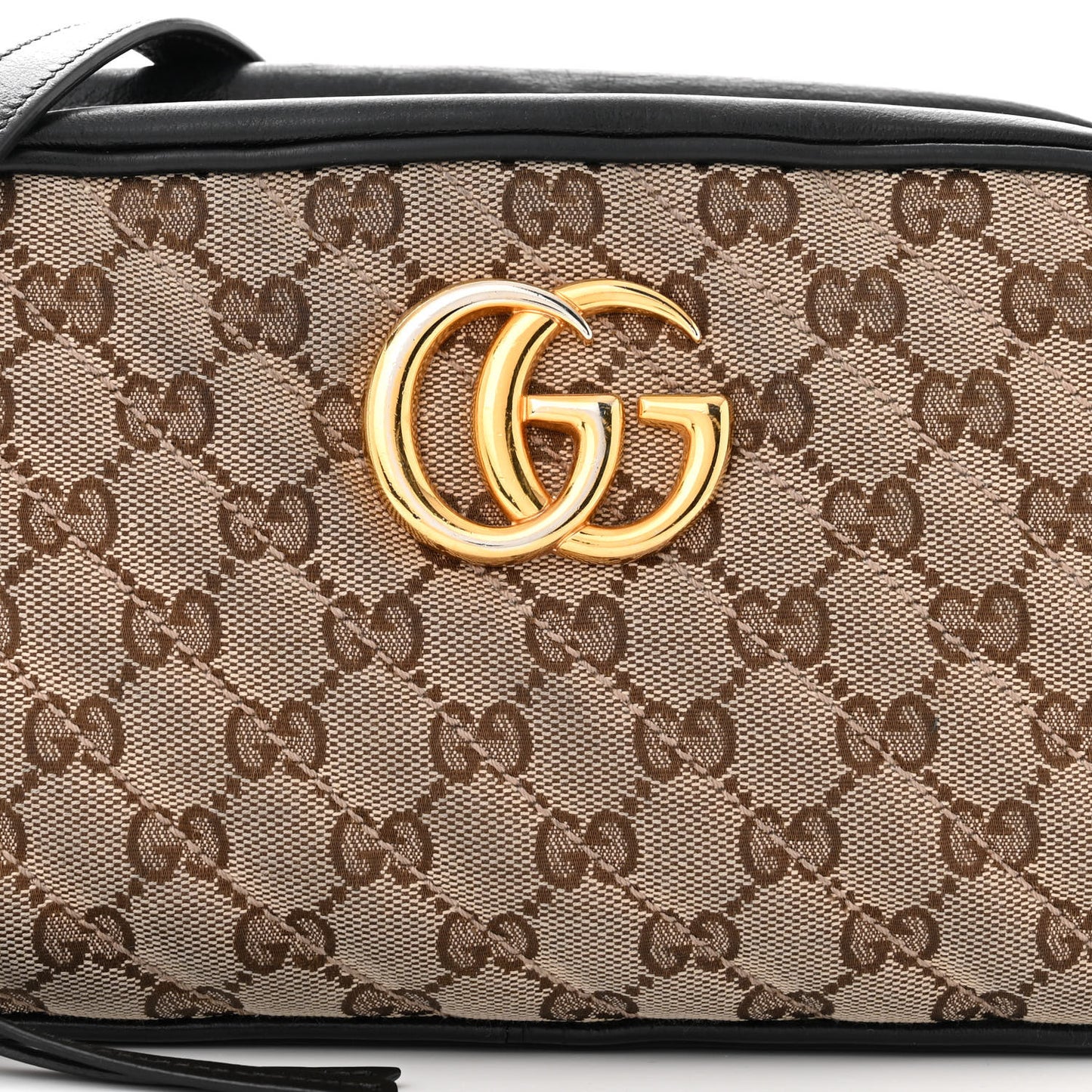 Monogram Matelasse Diagonal Small GG Marmont Chain Shoulder Bag Beige Black