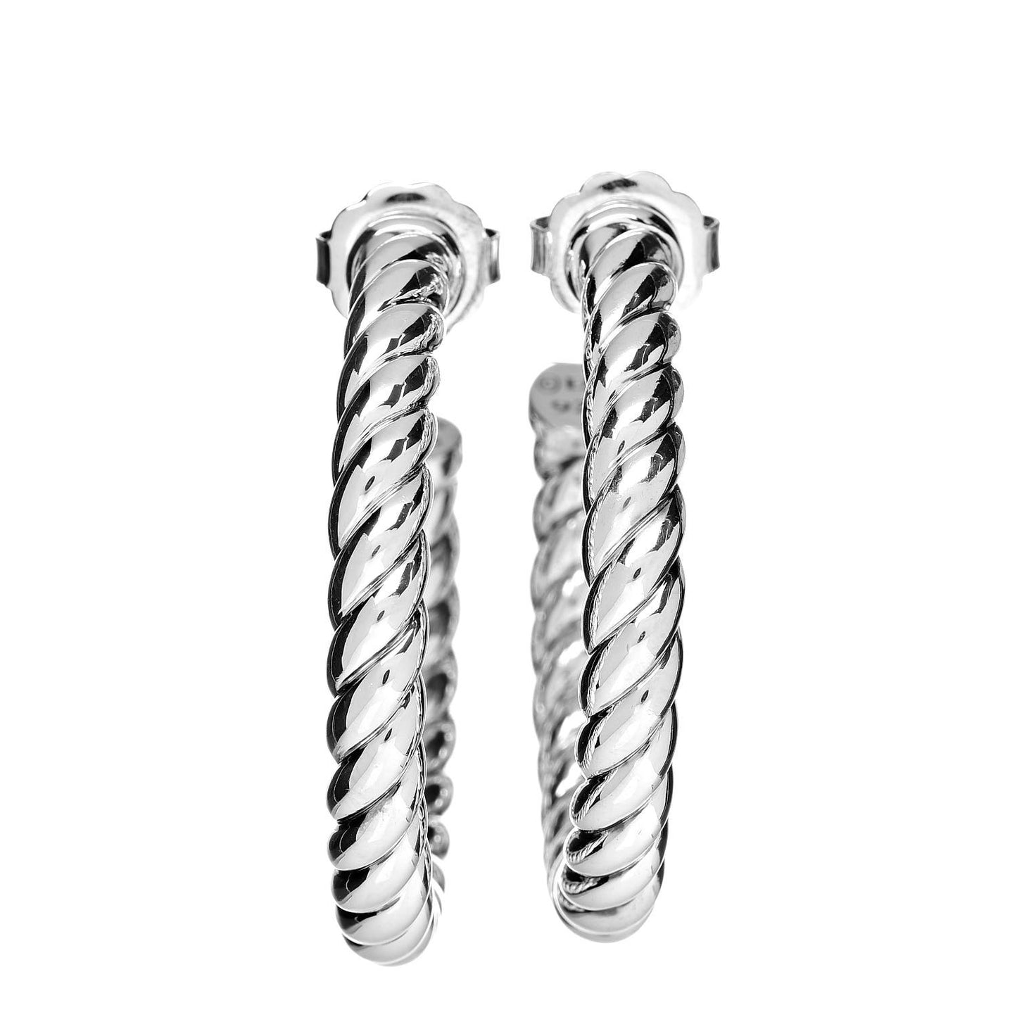 Sterling Silver Small Sculpted Cable Hoop Earrings