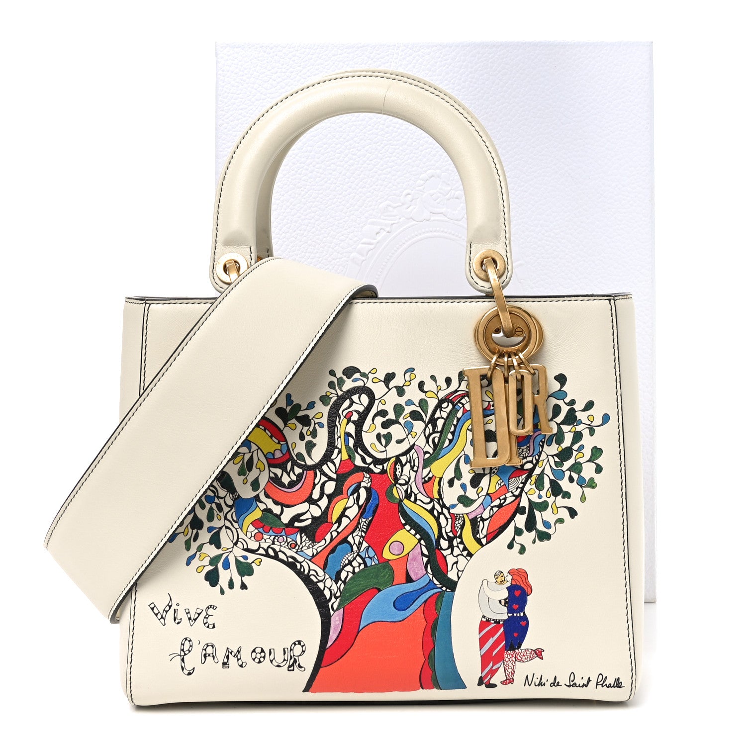 Christian Dior Calfskin Niki De Saint Phalle Medium Supple Lady Dior Off White 11 of 11