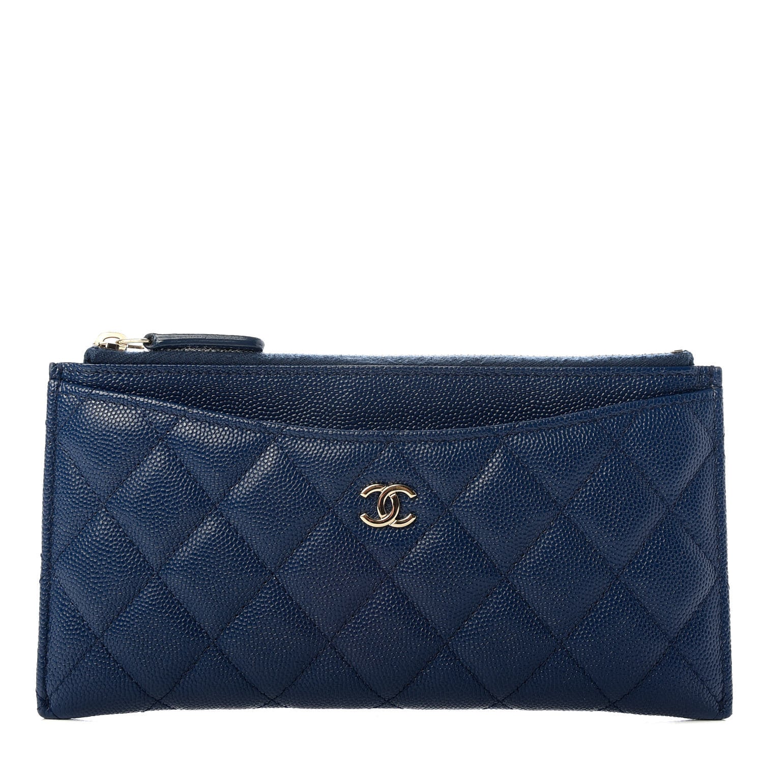 Chanel Iridescent Caviar Quilted Classic Zip Pouch Navy 1 of 9