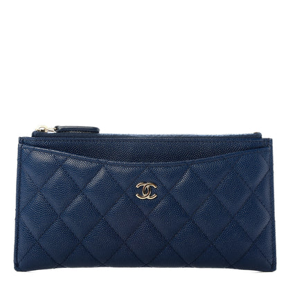 Chanel Iridescent Caviar Quilted Classic Zip Pouch Navy 1 of 9