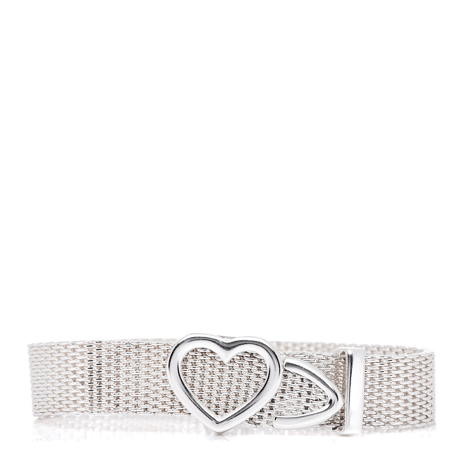 Tiffany Sterling Silver Heart Buckle Mesh Bracelet 1 of 5