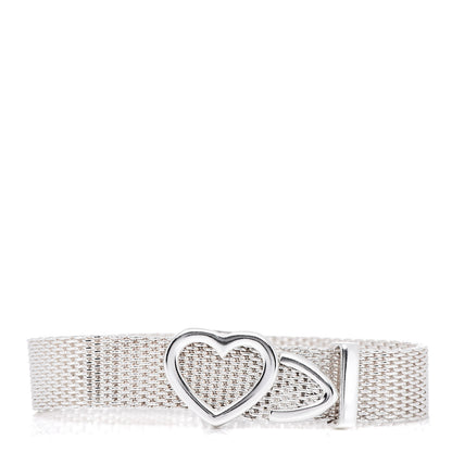 Tiffany Sterling Silver Heart Buckle Mesh Bracelet 1 of 5