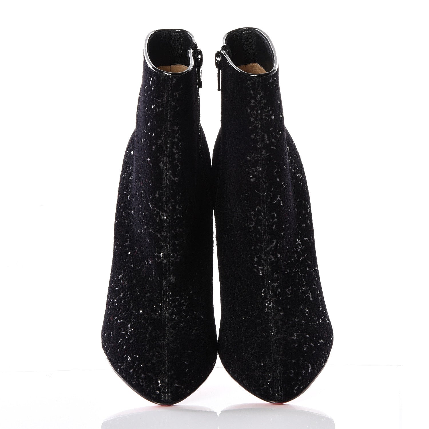 Christian Louboutin Velvet Patent Glitter Eloise Booty 100 Ankle Boots 37.5 Black 5 of 9