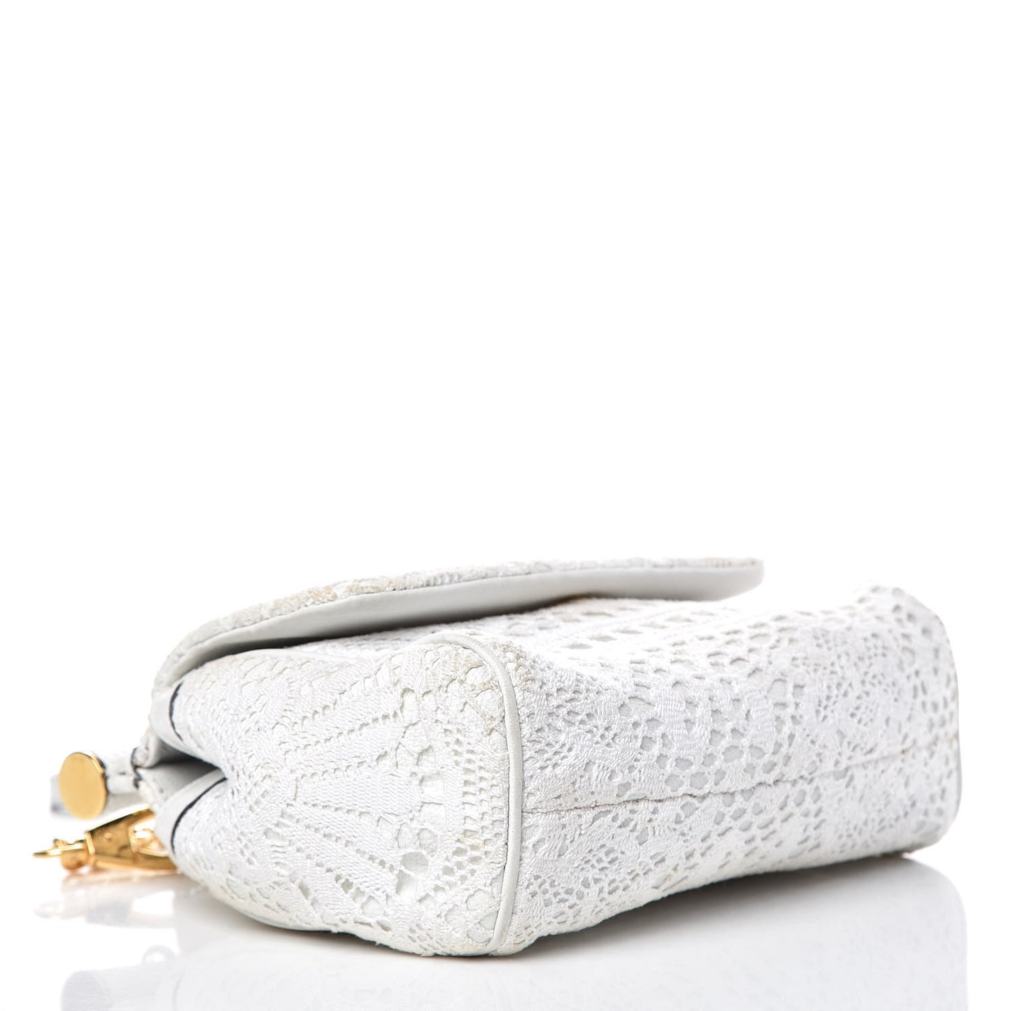 Calfskin Lace Small Miss Sicily Satchel White