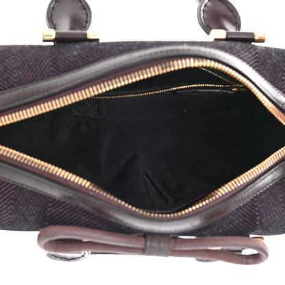 Burberry Prorsum Jacquard Tweed Medium Barrel Bag Dark Brown 5 of 10