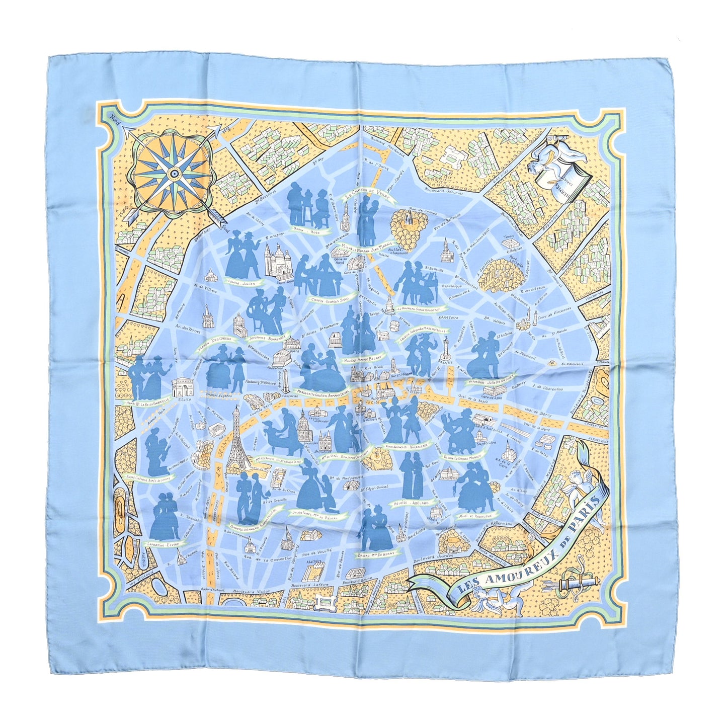 Silk Les Nouveaux Amoureux de Paris Scarf 90